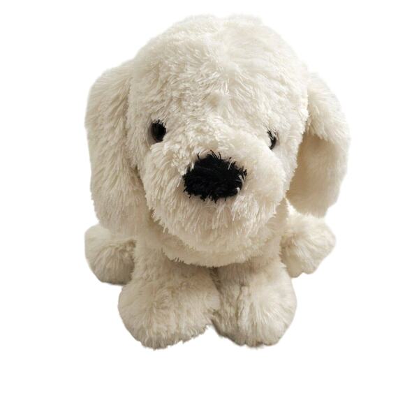 11" White Plush Puppy Dog Tag is Faded - Picture 1 of 7